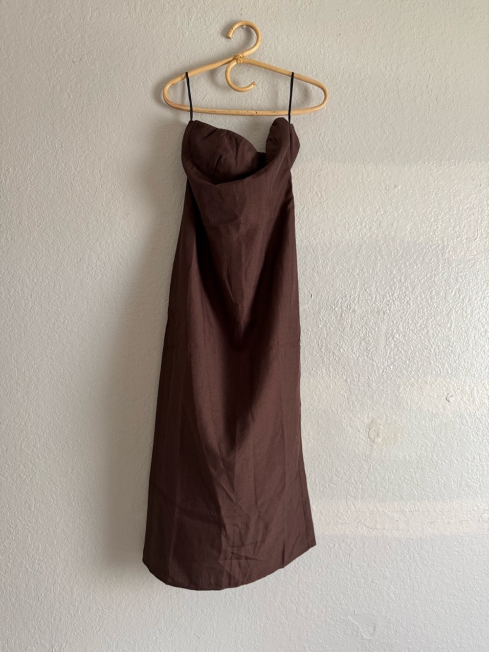 Brown Spaghetti Strap Midi Dress
